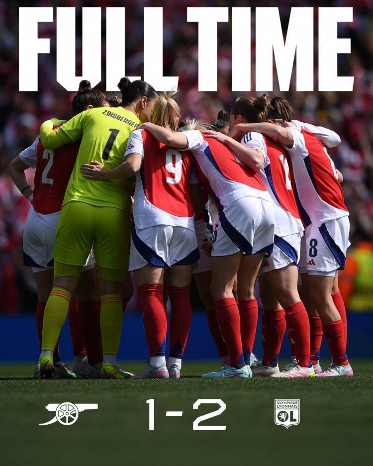 女足欧冠半决赛首回合,阿森纳主场1-2不敌里昂